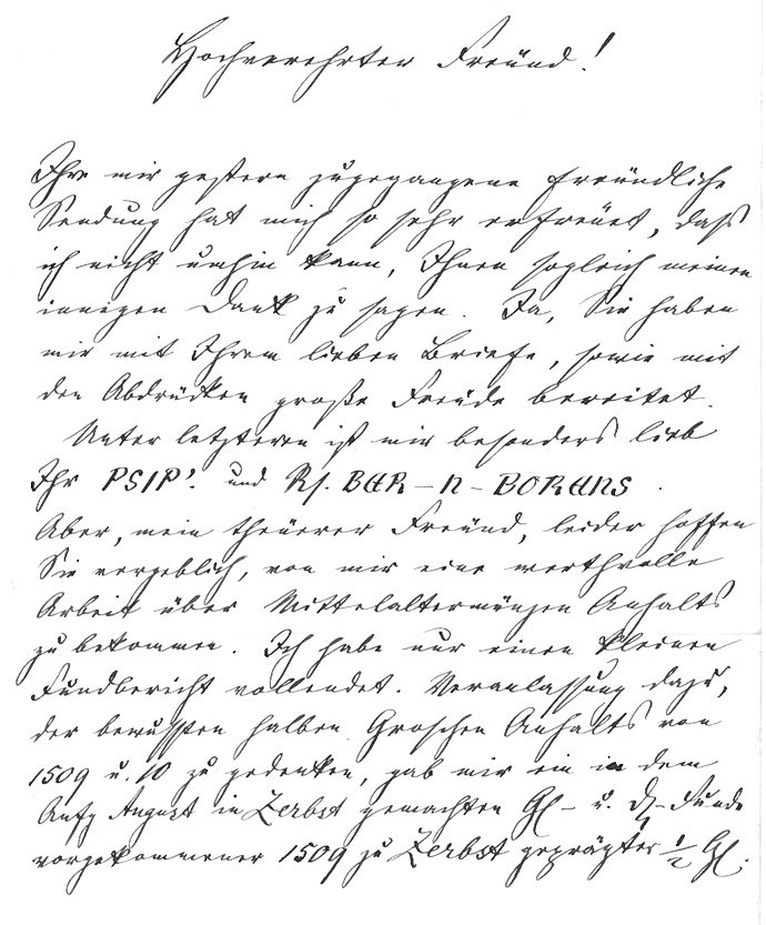 Handschriftlicher Brief, auf der bisherigen Website Theodor Stenzel zugeschrieben.