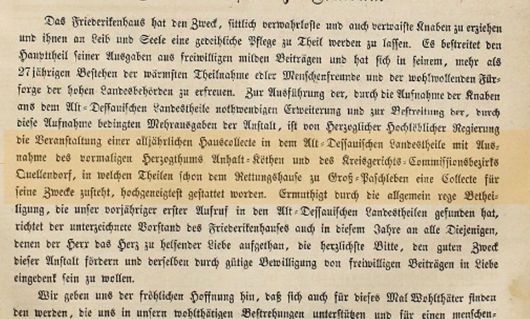 Undatierter Aufruf für das Friederikenhaus. Fundstelle und vollständiger Zusammenhang sind nicht überliefert.