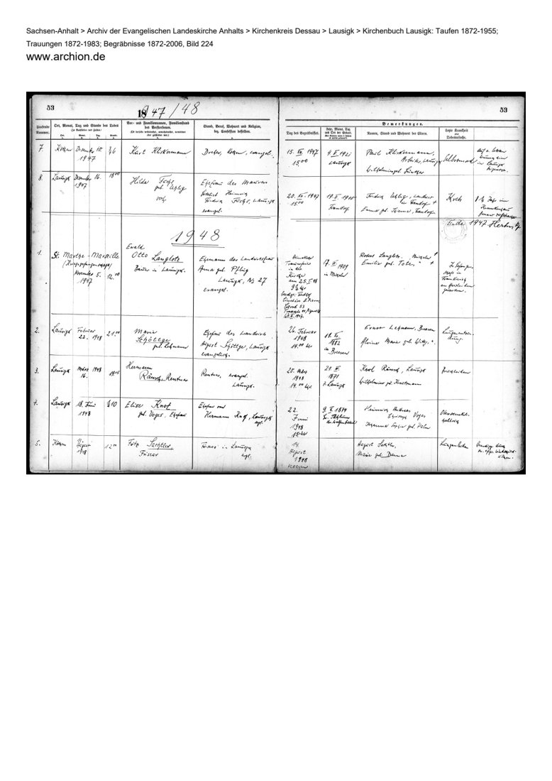 Begräbnisregister Lausigk · Bild 224 · PDF-Seite 1