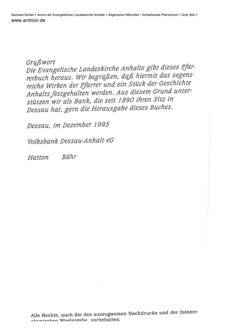 Anhaltisches Pfarrerbuch · Grußwort · PDF-Seite 1
