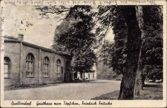 Quellendorf · Gasthaus zum Töpfchen, Friedrich Fritzsche. Historische Ansichtskarte; undatiert.
